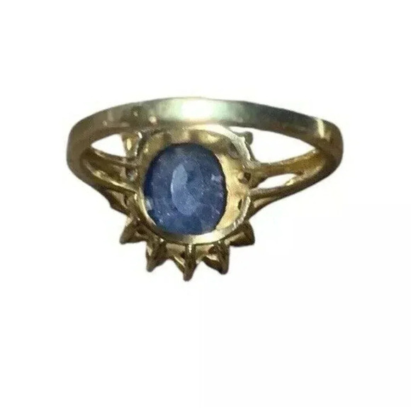 Vintage Natural Sapphire and Topaz Halo Ring Size 8 Sterling Silver 925 - Picture 5 of 7